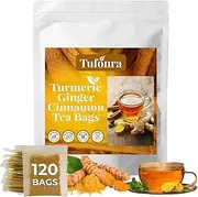 2025 Upgraded Premium Turmeric Ginger Cinnamon Tea Bags, Natural Hand-Made Turmeric Ginger Herbal Tea, No Sugar, No Caffeine, Immune Boost (2)