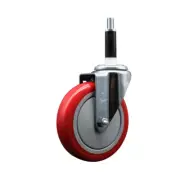 5 Inch SS Red Poly Wheel Swivel 7/8 Inch Expanding Stem Caster SCC