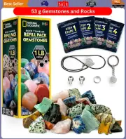 BlueMarble Nat Geo Rock Tumbler Kit 453g Gemstones, Grit, Unpolished Amethyst AU