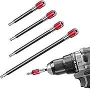 4Pcs Drill Bit Extension Set, Magnetic Screwdriver Bit Holder, Handheld Driver Drill Impact Adapter Extender，1/4 inch Hex Shank Quick Release Bit Holder for Impact Driver Screws Nuts