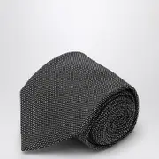 [Destin] Black/white silk small polka dot tie One size Black