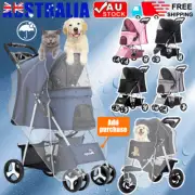 Folding Pet Stroller Dog Pram Cat Cage Carrier Travel Pushchair 4 Wheels Large