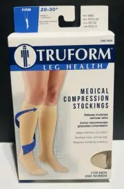 Truform Compression Stockings 20-30 Beige M-8865 Firm Below Knee Closed Toe