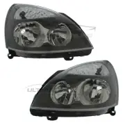 Headlights Renault Clio Mk2 2001-2005 Grey Surround Headlamps Pair Left & Right