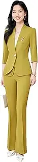 [Generic] Women Half Sleeve Elegant Business Suits Spring Formal Uniform Design Pants Suits Professional Blazer Trousers Sets