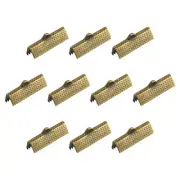 100Pcs Ribbon Crimp Clamp Ends 22mm Cord End Clasp for DIY Craft Bronze Tone