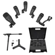Samson DK705 Drum Microphone Kit-(1) Q71 Kick Mic+(4) Q72 Snare/Tom Mics+Stand