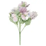 7 Branch Artificial Silk Rose Hydrangea Fake Flowers with Stem, Purple