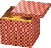 J-Kitchens Excursion Lunch Box, Made in Japan, 3-Tier, 6 Inches, Japanese Paper, Akagane Checkered, 7.5 x 7.5 x 7.9 inches (19.0 x 19.0 x 17.6 cm)