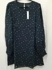 SANCTUARY Black Floral Print Long Balloon Sleeve Lined Mini Dress Size 8**NWT**