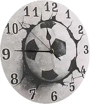 Totority Football Wall Clock Silent Non Ticking Decorative Clock for Living Room Bedroom Office Unique Soccer Themed Design for Home Decor
