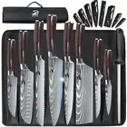 9x MDHAND Chef Knife + Slicing Carving Knife Japanese VG10 Damascus Steel Knife