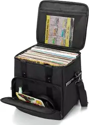 Vinyl Record Carrying Bag, Albums Storage Case with Dividers Holds 60 LP Records