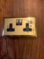 Primalite Polished Brass 2 gang 13 Amp, Switched Socket (PST27)