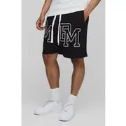 Mens Black Oversized BM Dropped Crotch Shorts