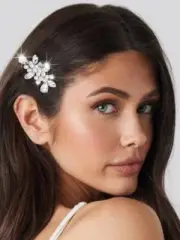 Crystal Bride Wedding Hair Comb Silver Pearl Hair Piece Rhinestone Prom Party