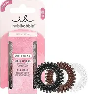 invisibobble Original 8 x Hair Bobbles Spiral Transparent Black Brown Hair Bobbles Set Women & Men Without Pulling Spiral Hair Scrunchies Hair Gentle 8 Pieces