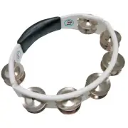 LP Latin Percussion LP152 White Cyclops Tambourine, Hand Held, Steel Jingles