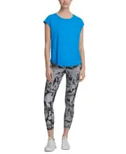 DKNY Womens Sport Logo Cap-sleeve T-shirt Blue XL