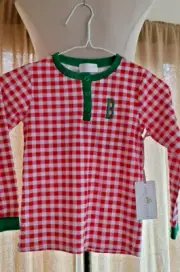 NWT - CECIL AND LOU - HOLIDAY PJ top - plaid - Letter B - Size 7