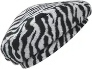 [Yardenfun] Warm Knitted Beret Hat for Women Zebra Pattern Plush Beanie Cap Fashion Winter Hat Black