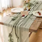 "Sage Green Cheesecloth Table Runner – 120” Boho Decor for Easter, St. Patrick’s