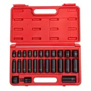 Sunex 3325, 3/8 Inch Drive Master Impact Socket Set, 25-Piece, SAE, 5/16-1”, ...