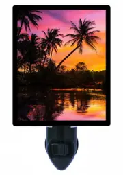 Tropical Decorative Photo Night Light, Caribbean Dream, Palm Trees, Sunset