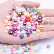 400 Acrylic FlatBack Half Pearl Bead Flat Back 8mm Scrapbook Craft Colour Choice