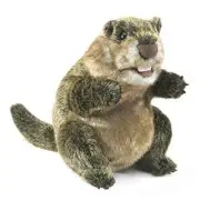 Folkmanis Groundhog Hand Puppet,Brown; Tan; White