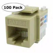 100 Lot CNAweb Cat5e RJ45 Modular Keystone Network Jack, 110 Style, Ivory