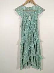 Cooper St Women's Oasis Ruffle Mini Dress Green Sage Size 10