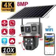 Dual Lens 6K 8MP Solar IP Camera WiFi Outdoor CCTV PTZ Home Security System Cam