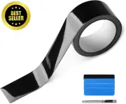 High Gloss Black Vinyl Wrap Kit 2"x30Ft with Free Tool Chrome Delete Trim Tape