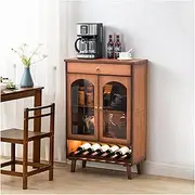 Drinks Cabinet Wine Cabinet, Storage Wine Rack Cabinet with 2 Doors and Storage Compartment, for Dining Room and Kitchen Bar Cabinet