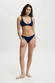 [Body] Body - Full Bikini Bottom - Deep blue metallic crinkle S DEEP BLUE METALLIC CRINKLE