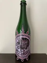 One of a Kind Hand Painted Bottle with Beautiful Dot Mandala Design