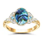 Abalone Quartz Treasure Of The Sea Genuine Gemstone Ring