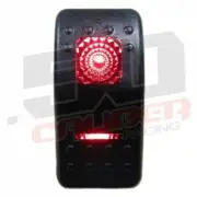 On/Off/On 7 Pin SPDT Rocker Switch LED Backlit - Red