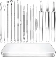 15 PCS Blackhead Remover Tools set,Edible Grade Mental Stainless, Latest Acne Extractor Tool, Professional Stainless Pimple Acne Blemish Removal Tools Set with Portable Metal Case