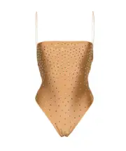 Crystal-embellished high-cut one-piece S,L,M Nude