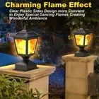 2 Pack Outdoor Flame Light Solar Post Deck Fence Cap Waterproof Flickering Light