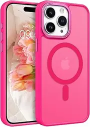 BENTOBEN Case for iPhone 15 Pro Max, Skin-Friendly Touch Slim Shockproof iPhone 15 Pro Max Phone Case Supports Magnetic Wireless Charging, Full-Body Protective Case for iPhone 15 Pro Max, Hot Pink