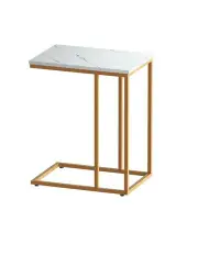 [Artiss] Side Table With Marble Effect in White