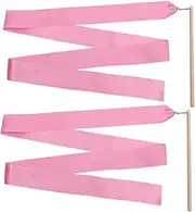 2pcs Dancing Silk Ribbons Dance Rhythmic Ribbons Props Wand Ribbon Stick Red The Stick Bamboo No Knot Child Gym Ribbon Dance Ribbon Streamers Dance Ribbon Streamer