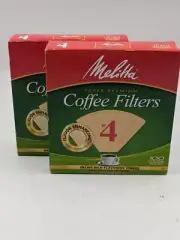 Melitta #4 Natural Brown Cone Coffee Filters 200 (2 boxes of 100 each)