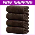 Pack of 4 Extra Large 100% Cotton Bath Towels - Super Soft, Brown, 30x60 Inches