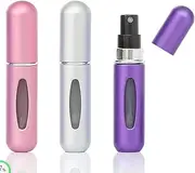 Portable Mini Refillable Perfume Empty Spray Bottle Atomizer Bottom Refill Pump Case for Traveling and Outgoing 3 Pcs Pack of 5ml (Purple, Pink, Silver)