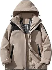 [Lifup] Men's Waterproof Ski Snow Jacket Thicken Cotton Down Coat with Hood Windproof Rain Jacket Graphene Fabric