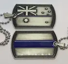 Thin Blue Line, Dog Tag#2, Australian Flag, Police, 1 X Tag With Chain, TBL